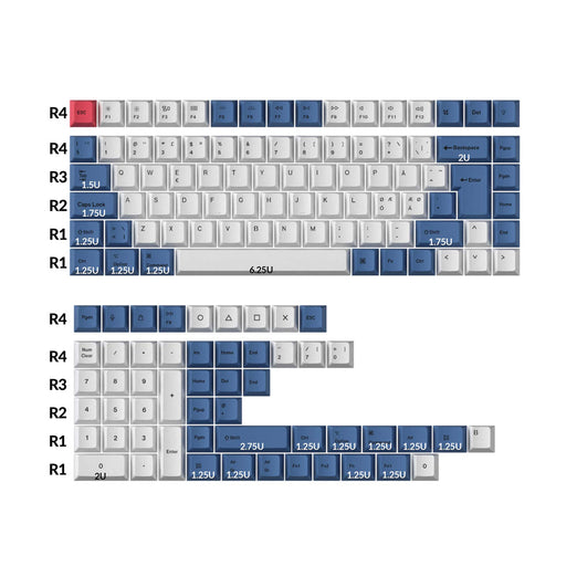 ISO Cherry Profile Dye-Sub PBT volledige set keycap-set - modern blauw