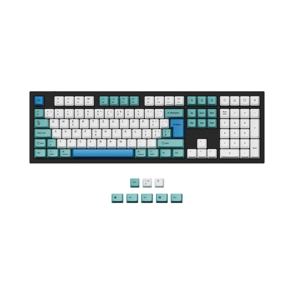 ISO ANSI OEM Dye Sub PBT Keycap Set Iceberg Color Swiss Layout For Q3 Q4 Q6 K8 Keyboard