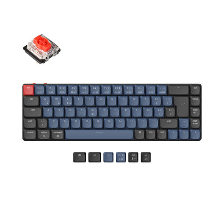 Keychron K7 Pro QMK/VIA ultra-slim custom mechanical keyboard 65 percent TKL layout for Mac Windows Linux low-profile Gateron red ISO Swiss layout