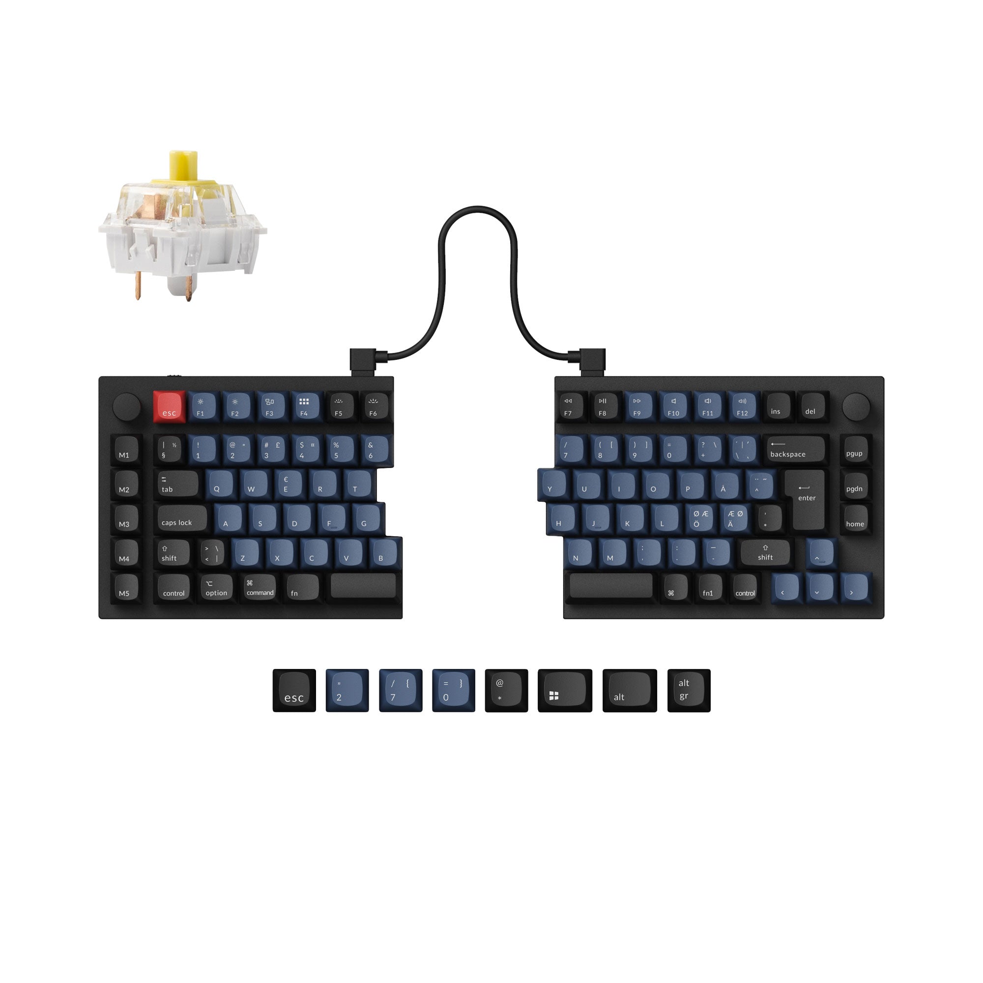 Keychron Q11 QMK/VIA 75% split custom mechanical keyboard full aluminum black frame for Mac Window Linux Keychron K Pro switch banana ISO Nordic layout