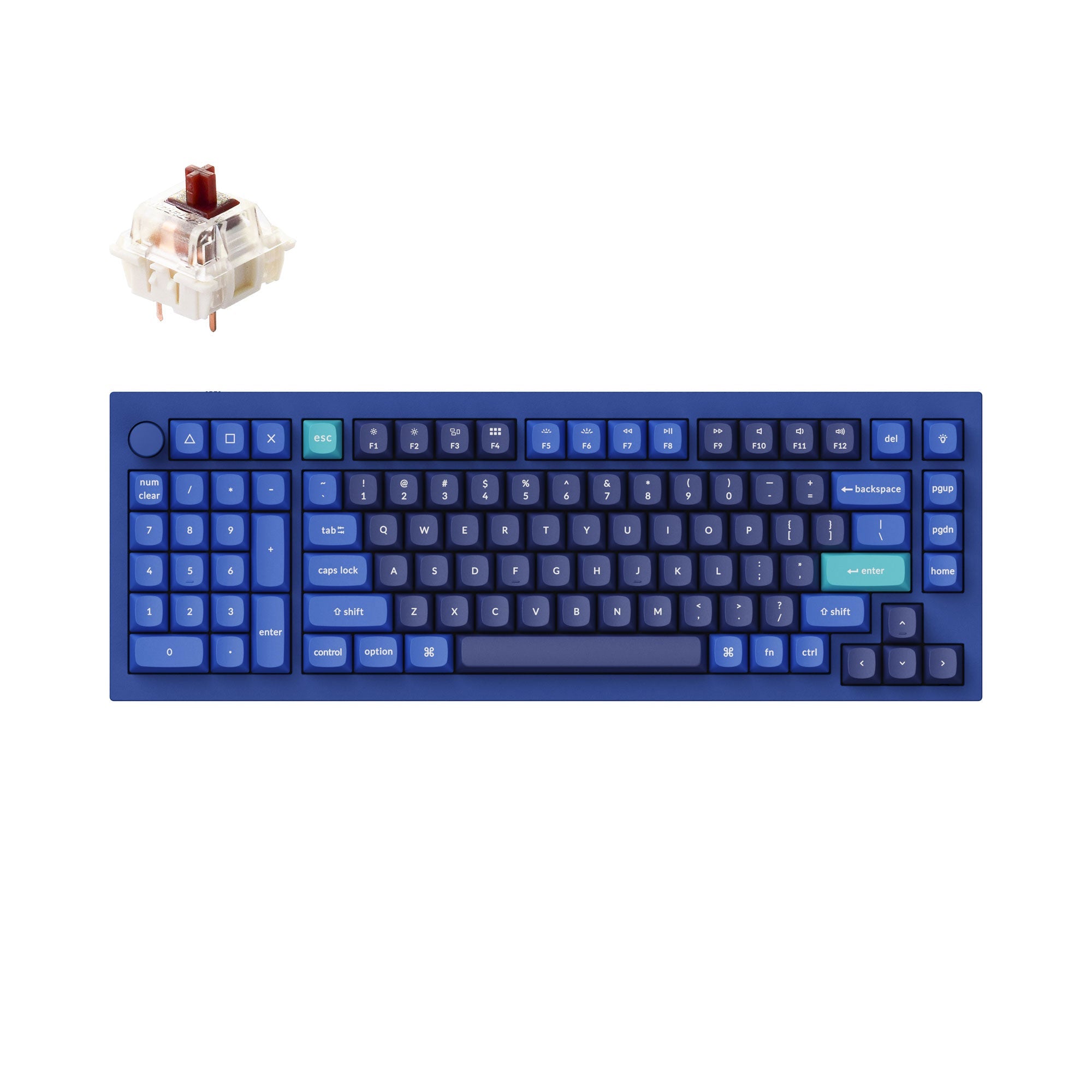 Keychron Q12 QMK VIA southpaw custom mechanical keyboard 96 percent full aluminum frame for Mac Window Linux fully assembled knob blue B Gateron G pro switch brown