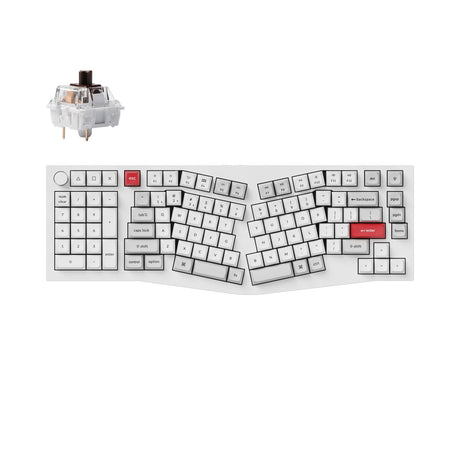 Keychron Q14 Pro QMK/VIA wireless custom mechanical keyboard 96 percent Alice layout full aluminum white frame for Mac Windows Linux with RGB backlight hot-swappable K Pro brown