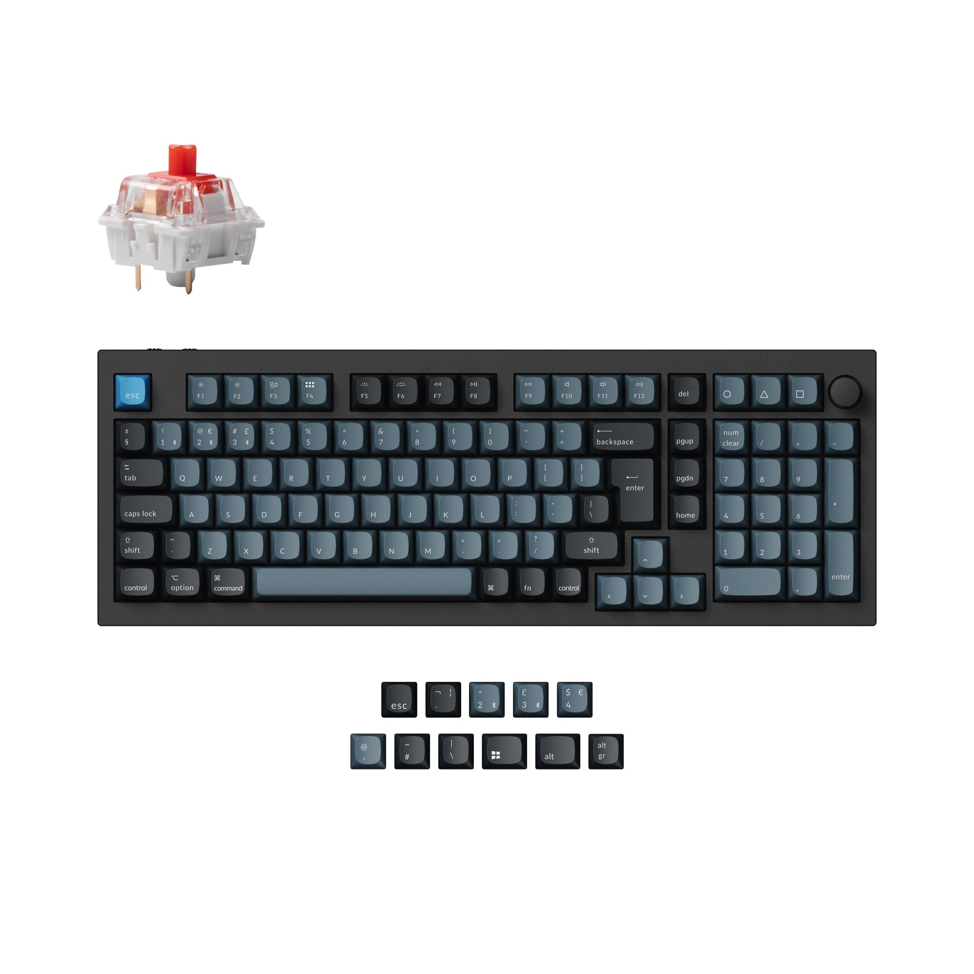 Keychron Q5 Pro QMK/VIA wireless custom mechanical keyboard 96 percent layout aluminum black for Mac Windows Linux RGB hot-swappable K Pro switch red ISO UK layout