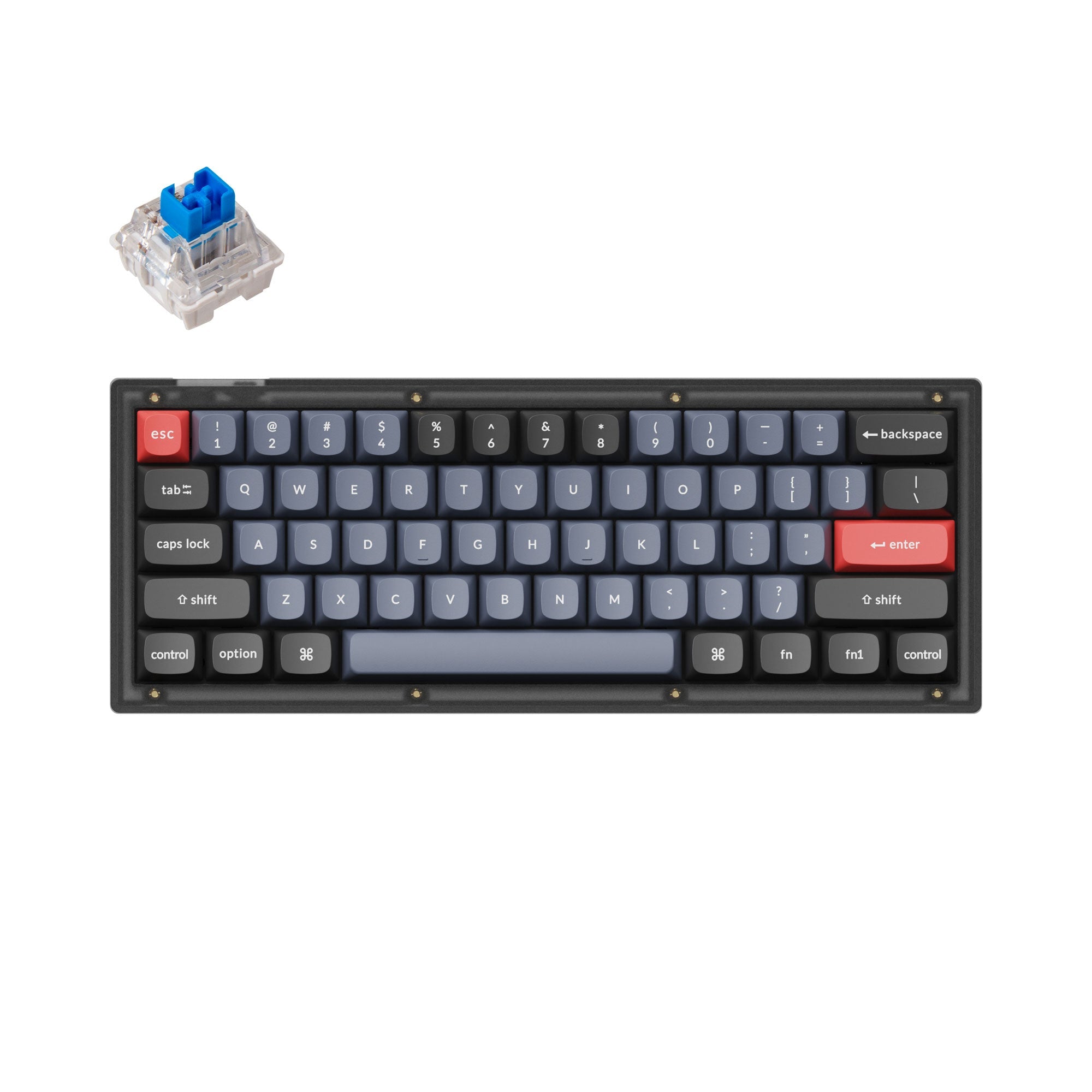 Keychron V4 QMK VIA custom mechanical keyboard 60 percent layout frosted black for Mac Windows iOS RGB backlight with hot swappable Keychron K Pro switch blue