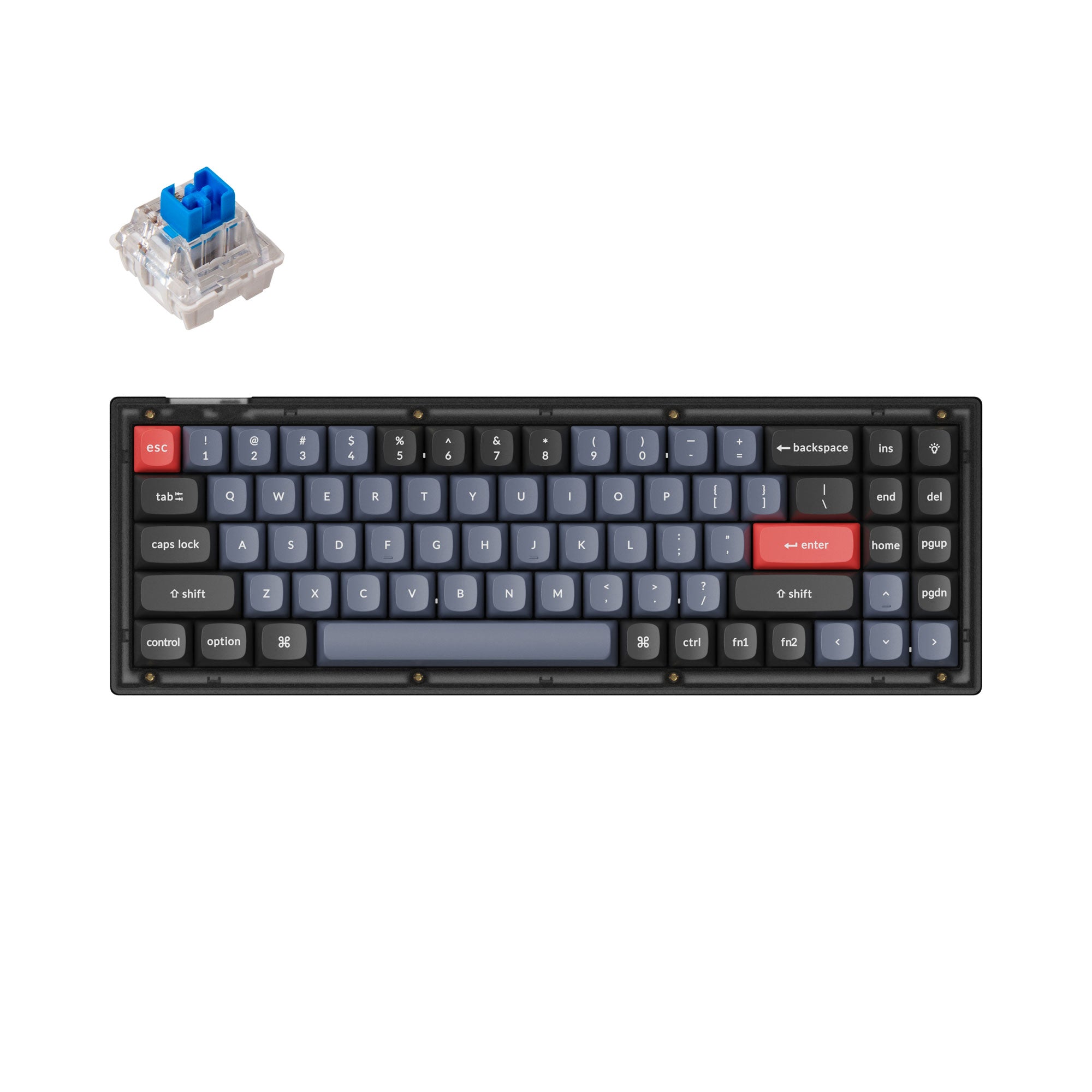 Keychron V7 QMK VIA custom mechanical keyboard 70 percent layout frosted black for Mac Windows Linux RGB backlight with hot swappable Keychron K Pro switch blue